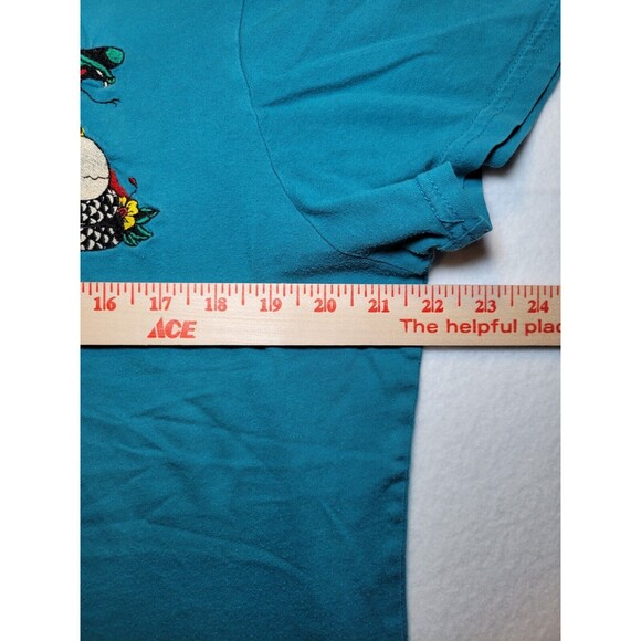 Ed Hardy Cobra Rose Skull Embroidered V-Neck Teal Double-sided Womans Large - Picture 5 of 7